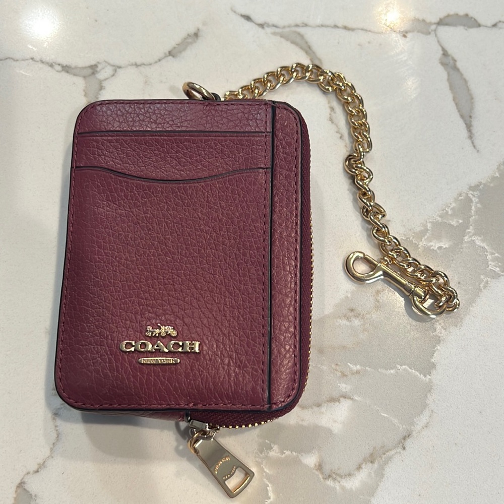 Burgundy coach wallet with keychain